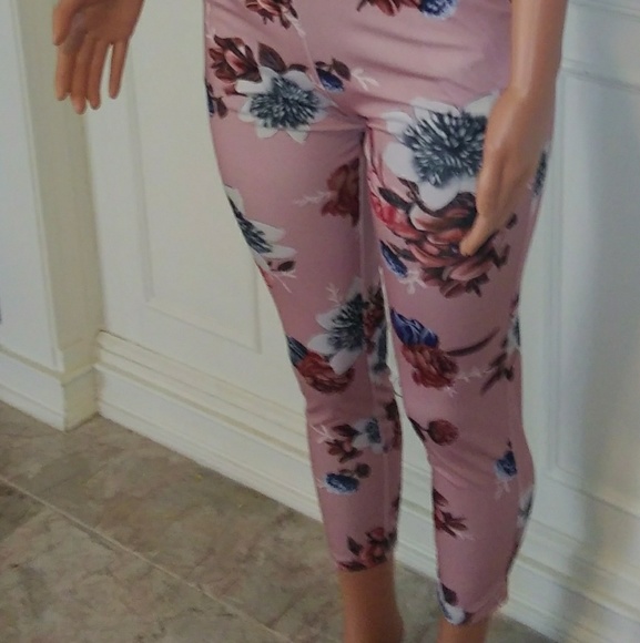 Pink Floral Print High Waist Romper Two Piece Set - Picture 6 of 8